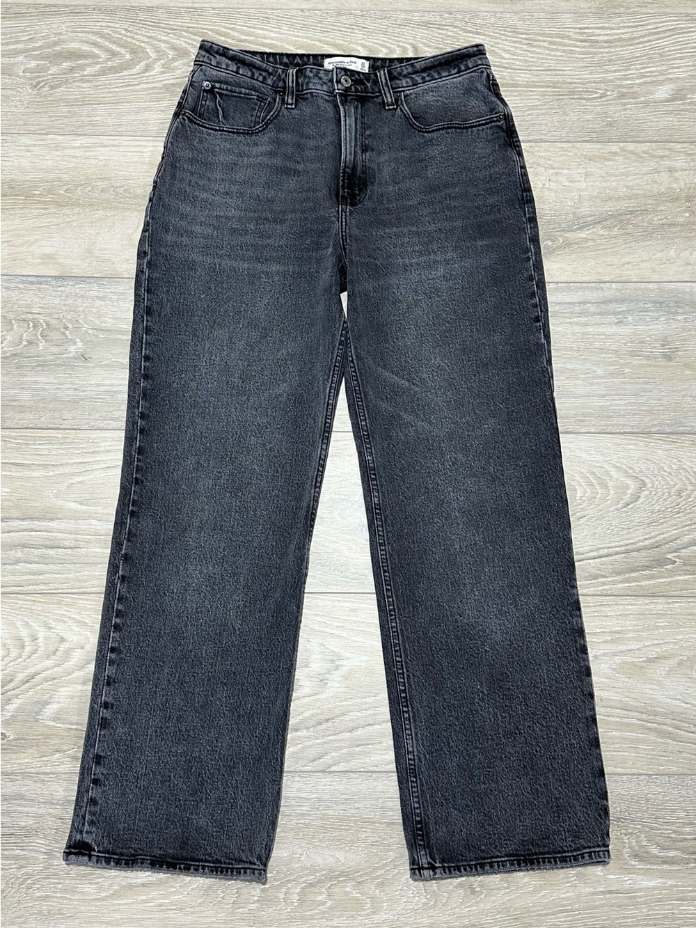 Abercrombie Curve Love 90s Relaxed Jeans 30 10R High Rise Black Wash